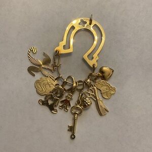 Vintage 14K yellow gold charm holder and 14K gold charms